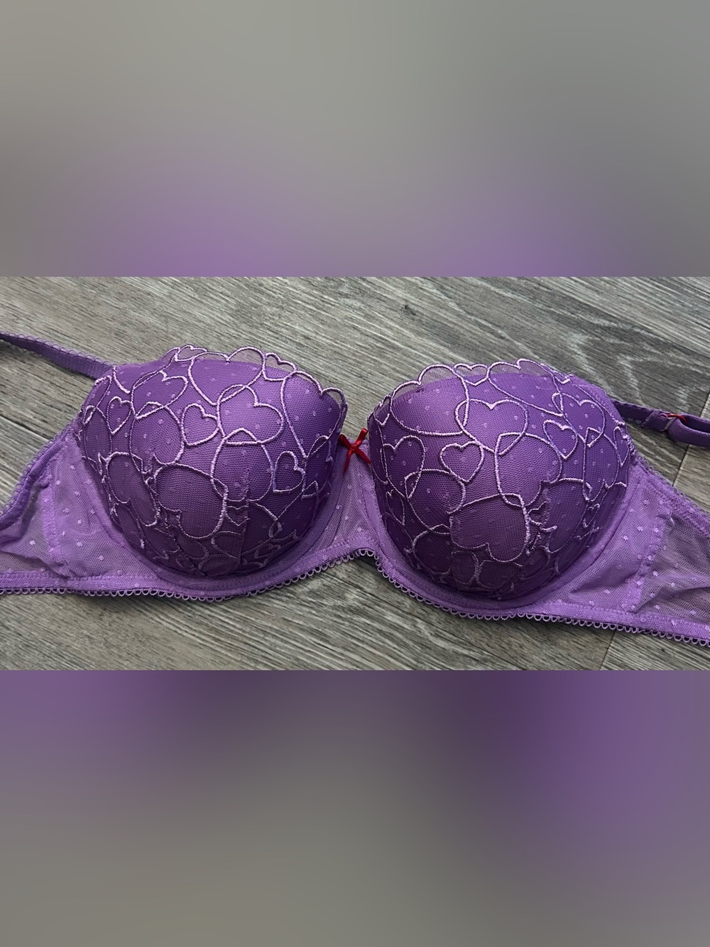 PINK Victoria's Secret Purple Heart Lace Push-Up Bra